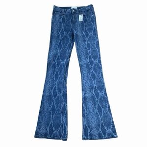 ASOS DESIGN Men's flared Blue  jeans with snake print in Medium Wash Size 30